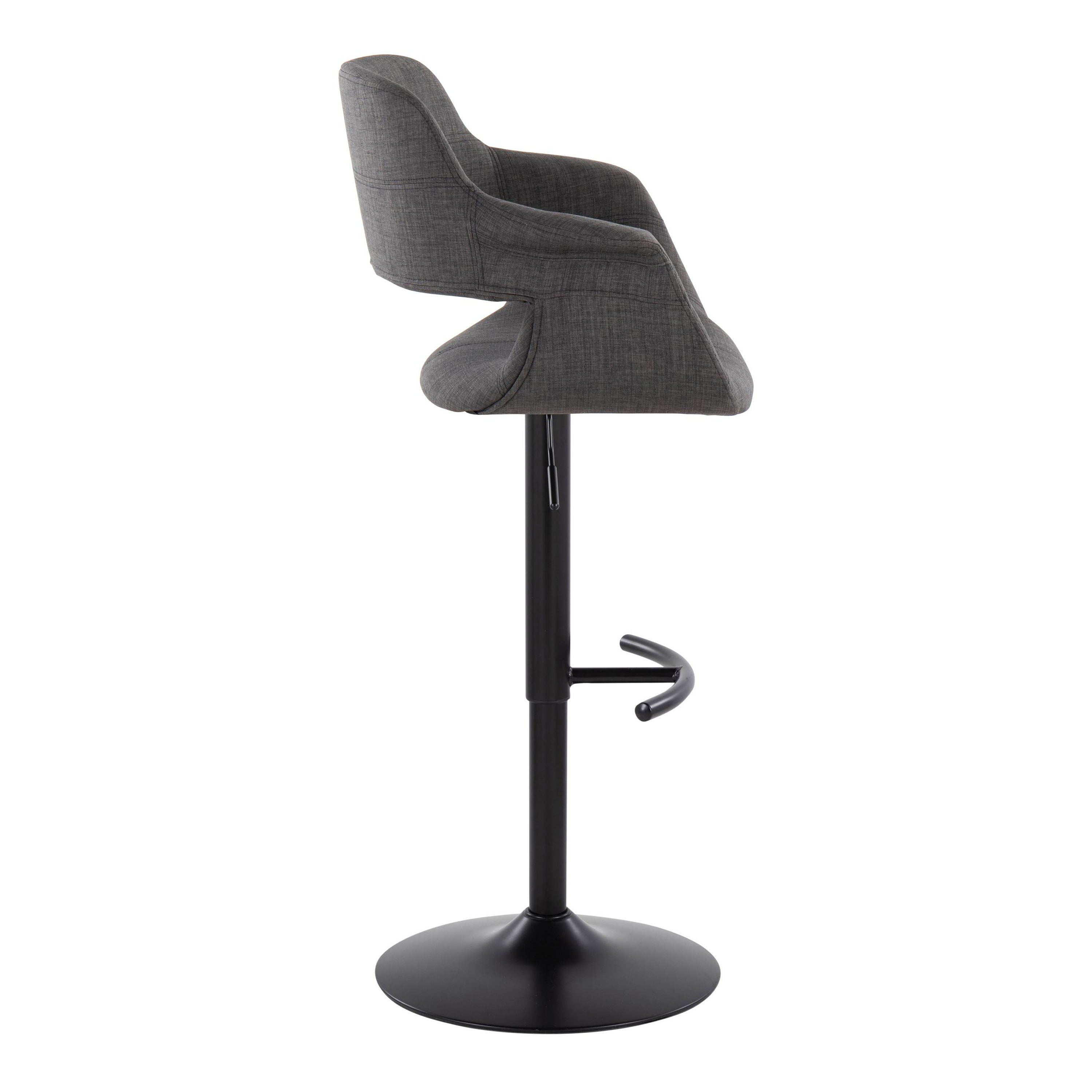 Vintage Flair - Mid Century Modern Adjustable Barstool With Swivel &amp; Rounded T Footrest (Set of 2)