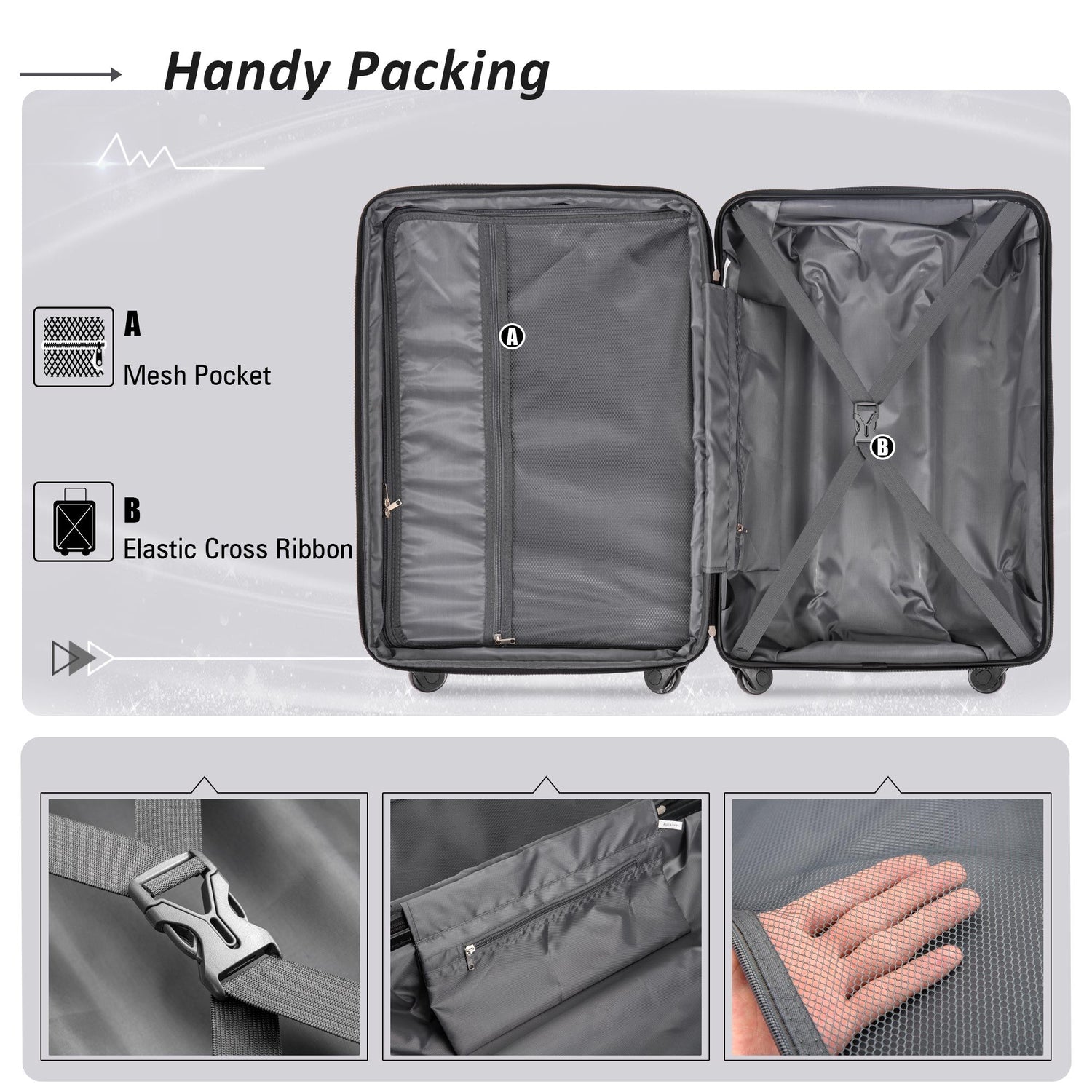 Expanable Spinner Wheel 2 Piece Luggage Set ABS Lightweight Suitcase With Tsa Lock 20&quot; / 24&quot;
