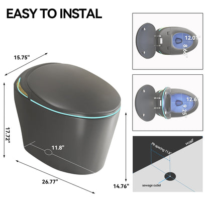Unique Smart Toile With Built In Bidet, Auto Open / Close Seat, Foot Sensor, LED Display, Night Light, Warm Water &amp; Dryer Ceramic