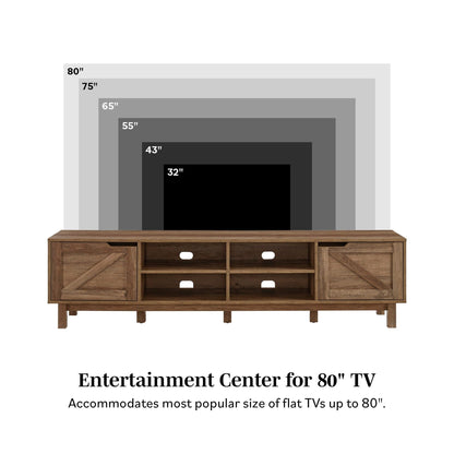 Rustic Barndoor Open-Storage TV Stand For TVs Up To 80&quot;