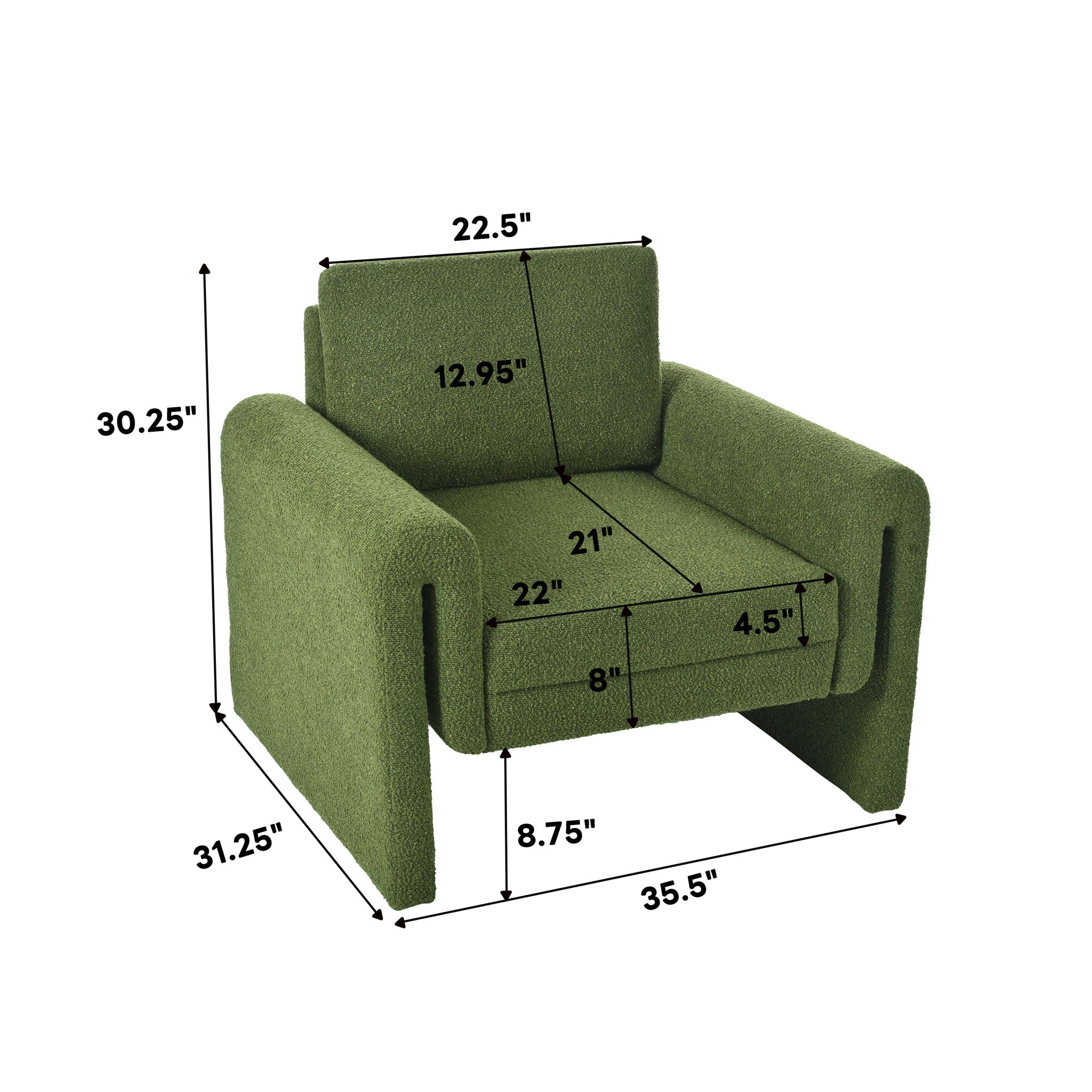 Modern Upholstered Accent Chair, Sturdy Support &amp; Luxurious Comfort