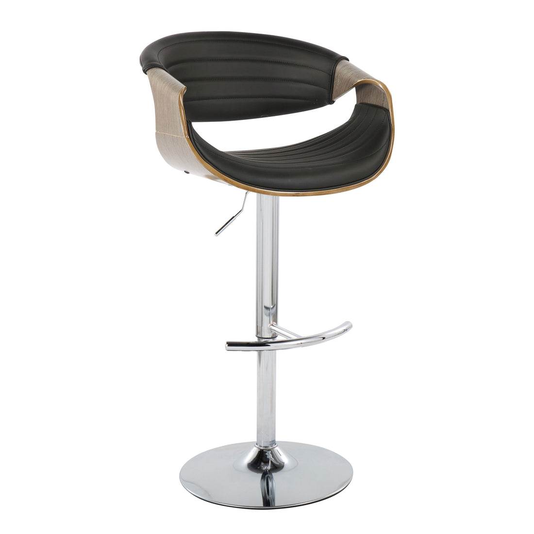 Symphony - Mid Century Modern Adjustable Barstool With Swivel &amp; Rounded T Footrest (Set of 2)