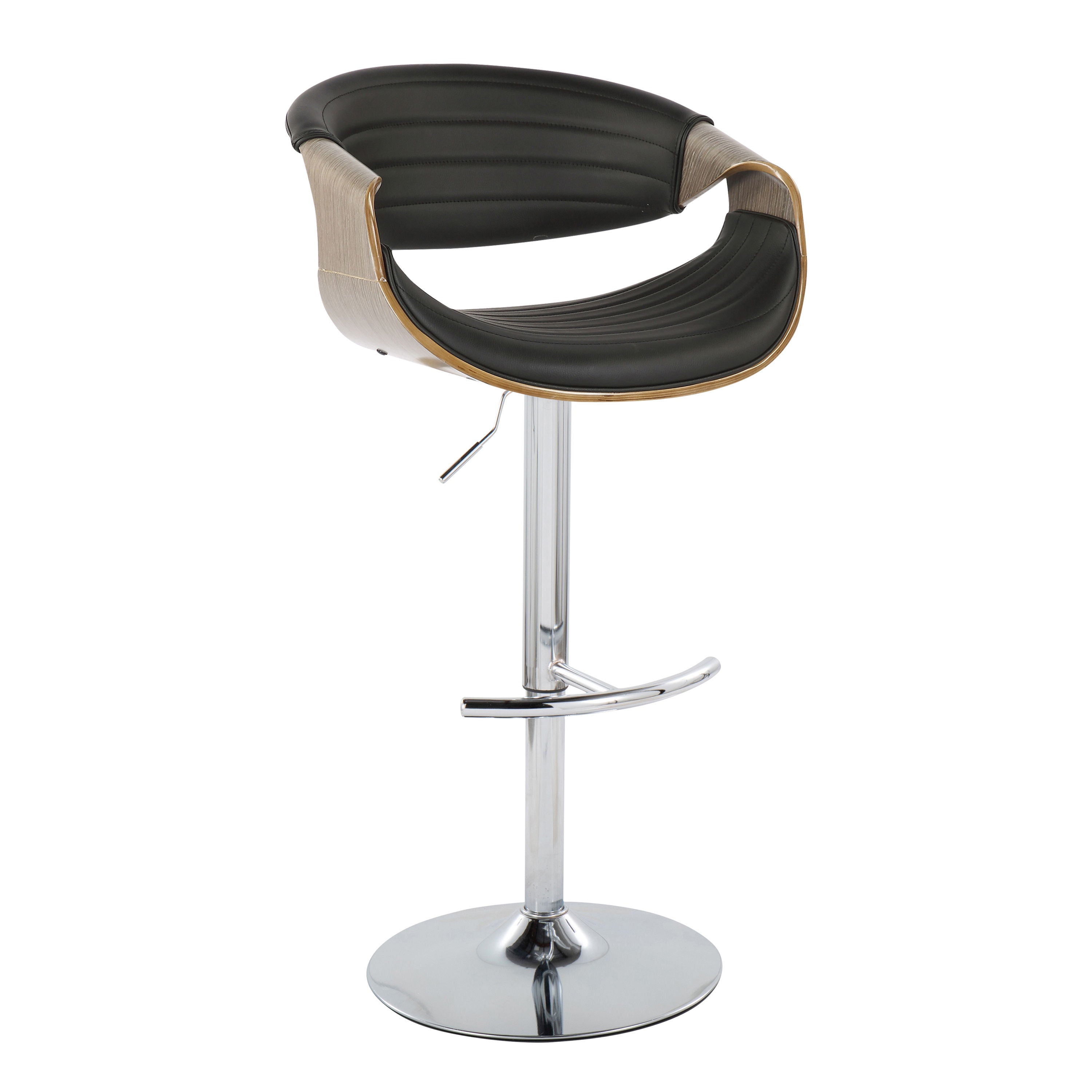 Symphony - Mid Century Modern Adjustable Barstool With Swivel &amp; Rounded T Footrest (Set of 2)