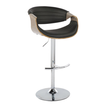 Symphony - Mid Century Modern Adjustable Barstool With Swivel &amp; Rounded T Footrest (Set of 2)