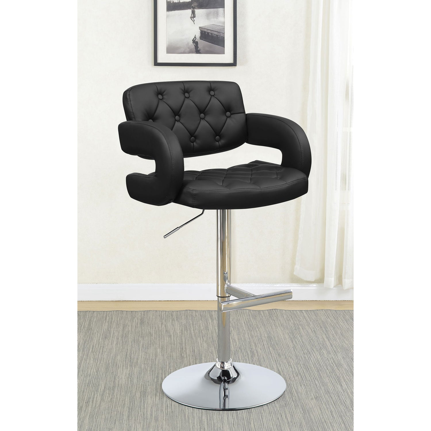 Adjustable Bar Stool With Upholstery