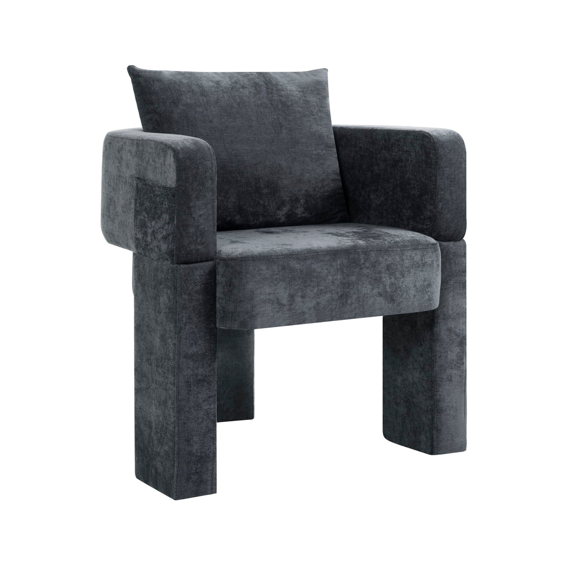 Modern 3 Leg Chenille Accent Chair With Ergonomic Arms &amp; Removable Pillow