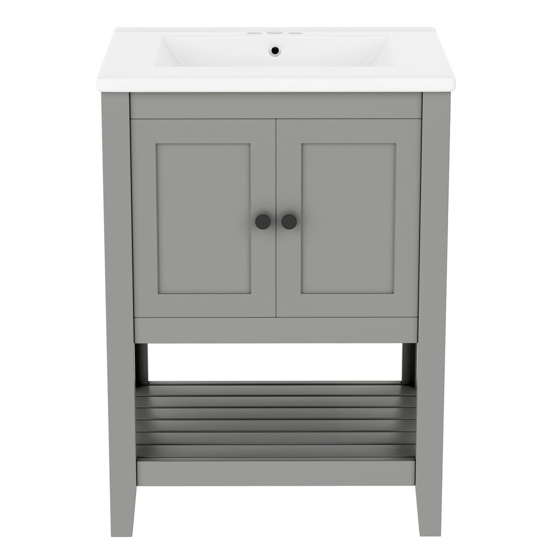 Modern Bathroom Vanity With Sink And Open Shelf