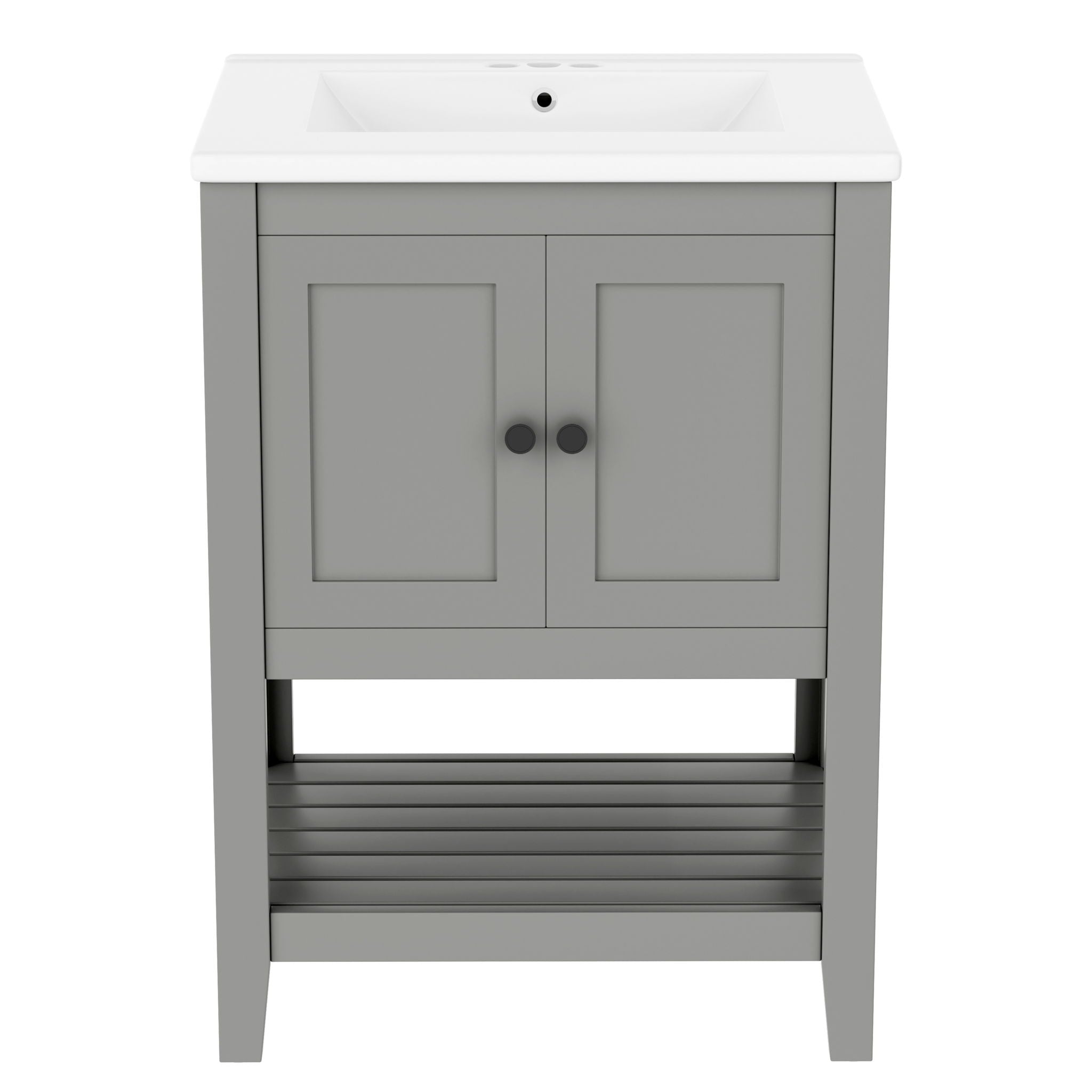 Modern Bathroom Vanity With Sink And Open Shelf