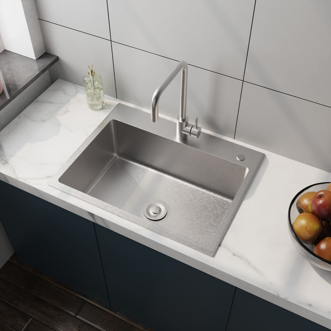 24&quot; Stainless Steel Washing Sink With Faucet Hoses And Drain Head Only (Update) - Silver