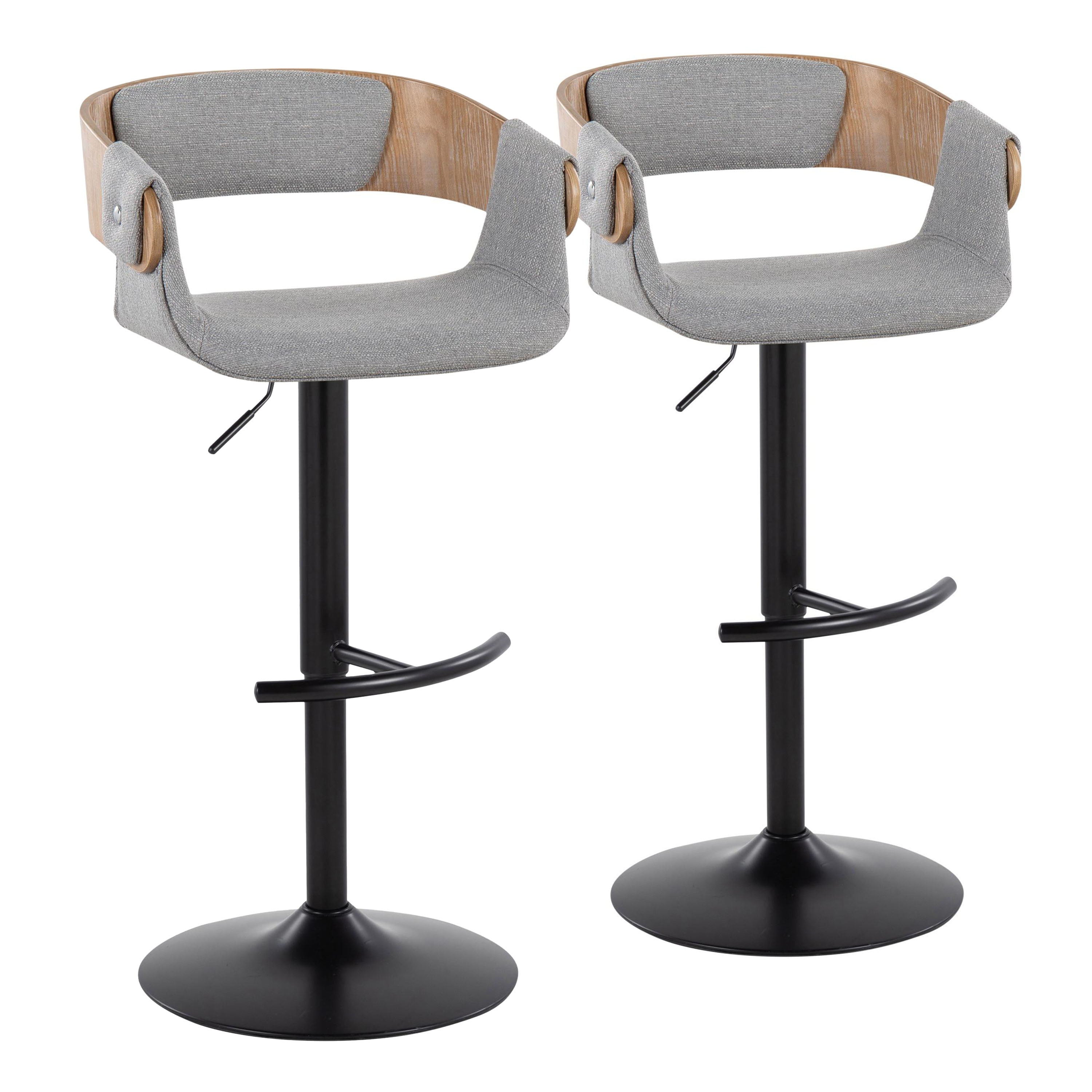 Elisa - Mid Century Modern Adjustable Barstool With Swivel &amp; Rounded T Footrest (Set of 2)