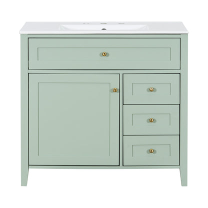 Bathroom Vanity With Sink, Cabinet With 3 Drawers And Adjustable Shelf