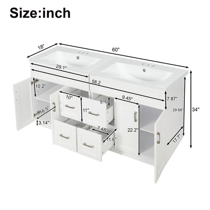 Bathroom Vanity With 2 Doors, 2 Drawers, Adjustable Shelf, Hidden Slides &amp; Soft Close Hinges