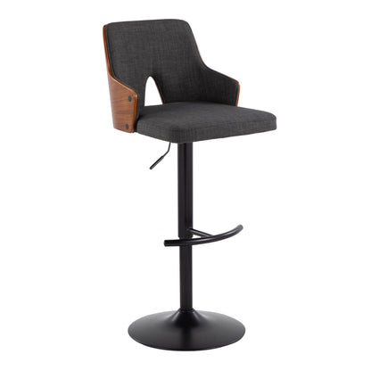 Stella - Contemporary Adjustable Barstool Stool &amp; Swivel With Rounded T Footrest (Set of 2)