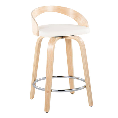 Grotto - Contemporary Fixed Height Counter Stool &amp; Swivel, Round Footrest (Set of 2)