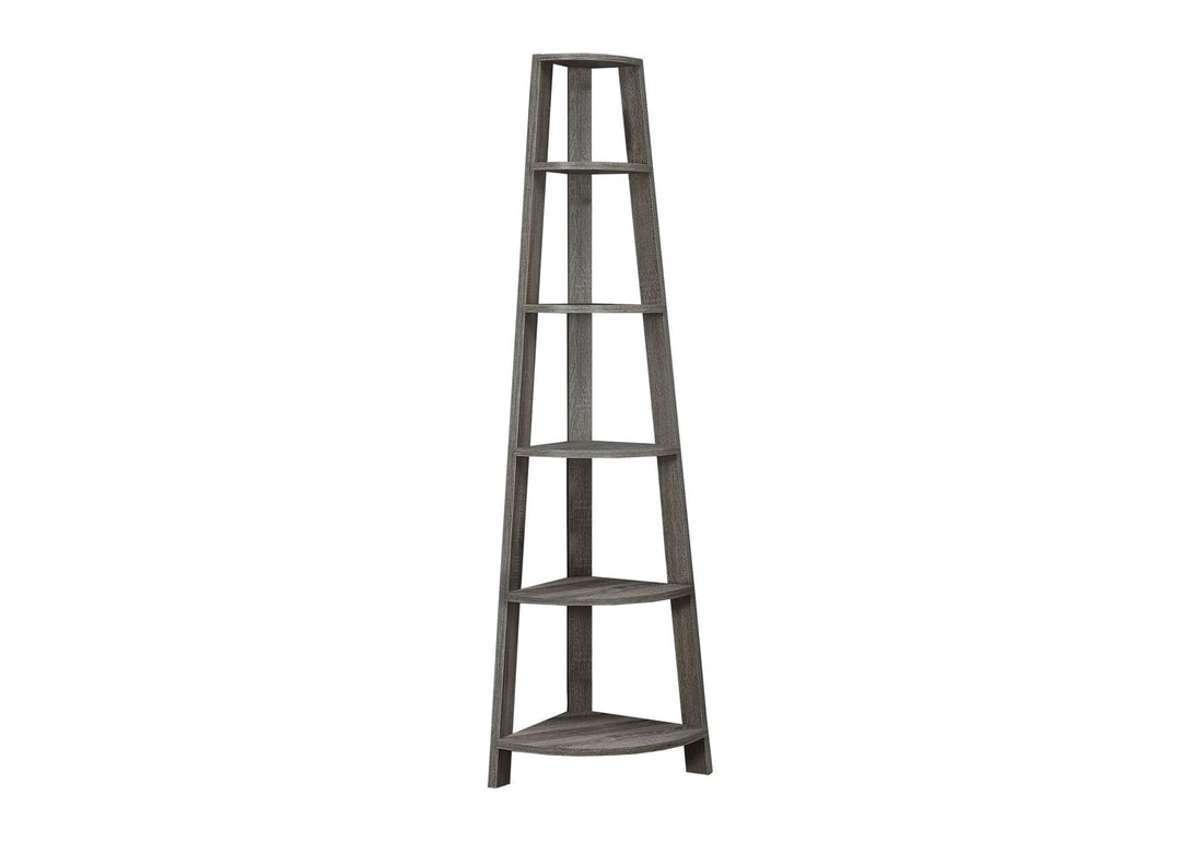Bookshelf, Bookcase, Etagere, Corner, 5 Tier, For Office, Contemporary &amp; Modern - Taupe