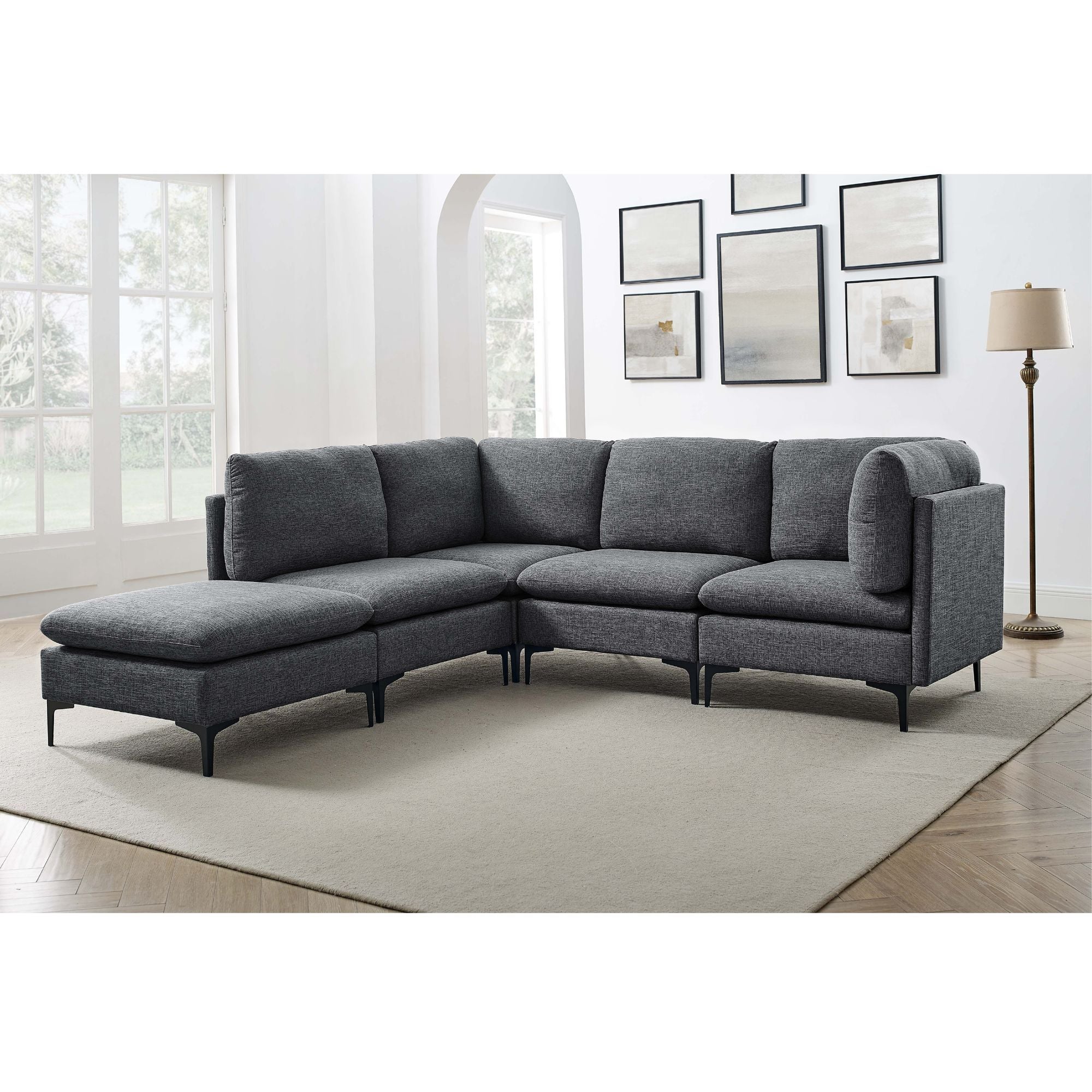 Upholstered Modular Sectional &amp; Tall Legs