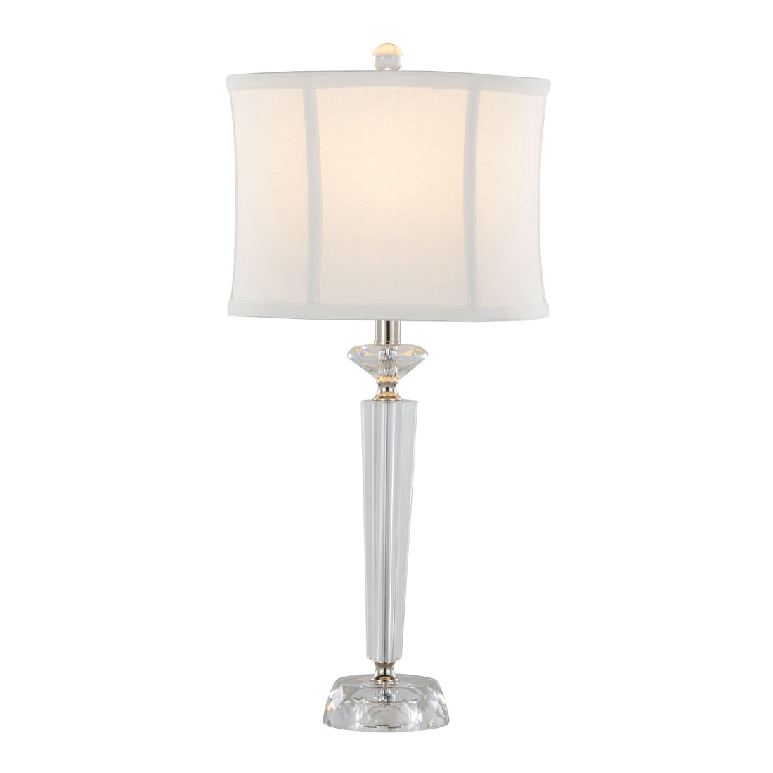 Diamond - Torch Contemporary Crystal Table Lamp (Set of 2) - Clear / Off White / Polished Nickel