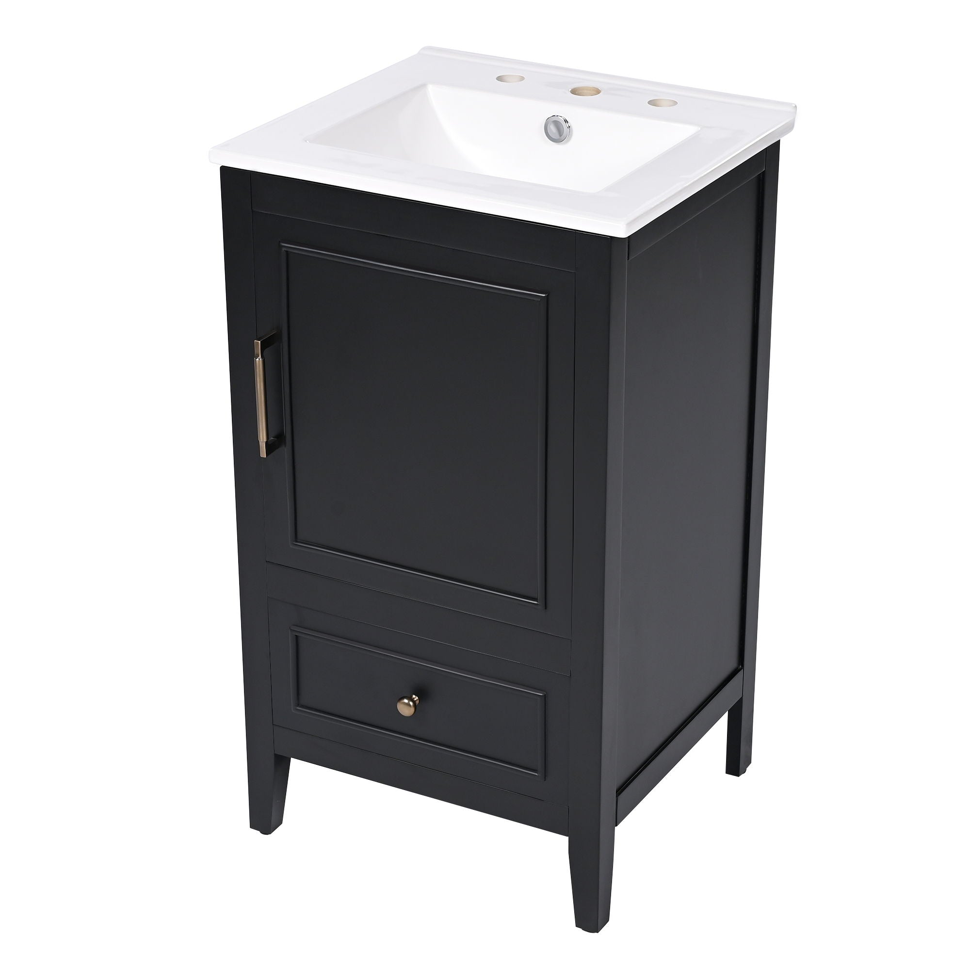 Modern Bathroom Vanity With Sink, Cabinet Storage, Drawer &amp; Adjustable Feet