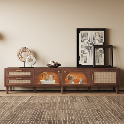 TV Stand With App-Controlled LED Lights, 2 Drawers &amp; Door Storage