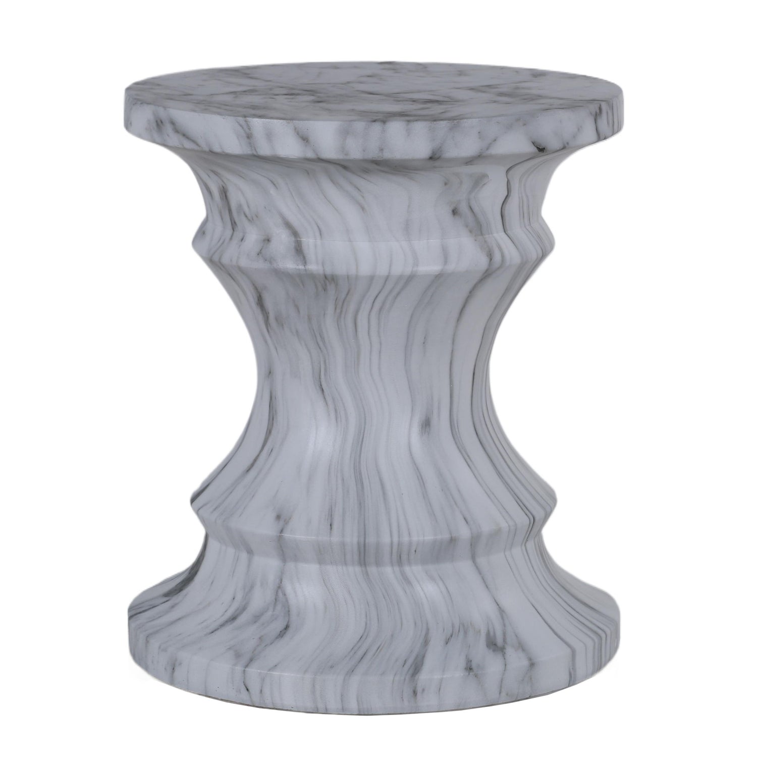 Geometric Round Outdoor End Table - Marble