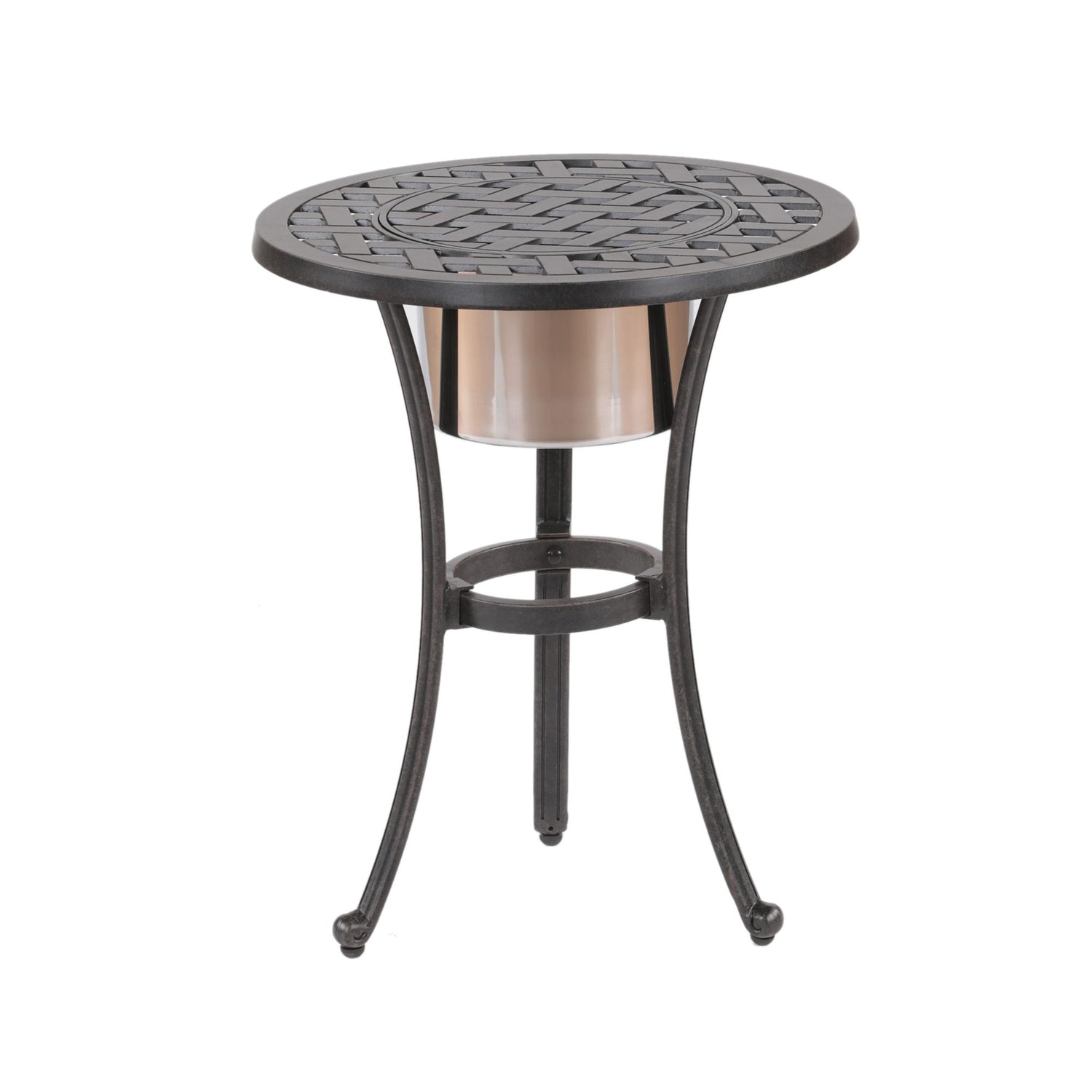 21&quot; Cast Aluminum Round Table With Ice Bucket