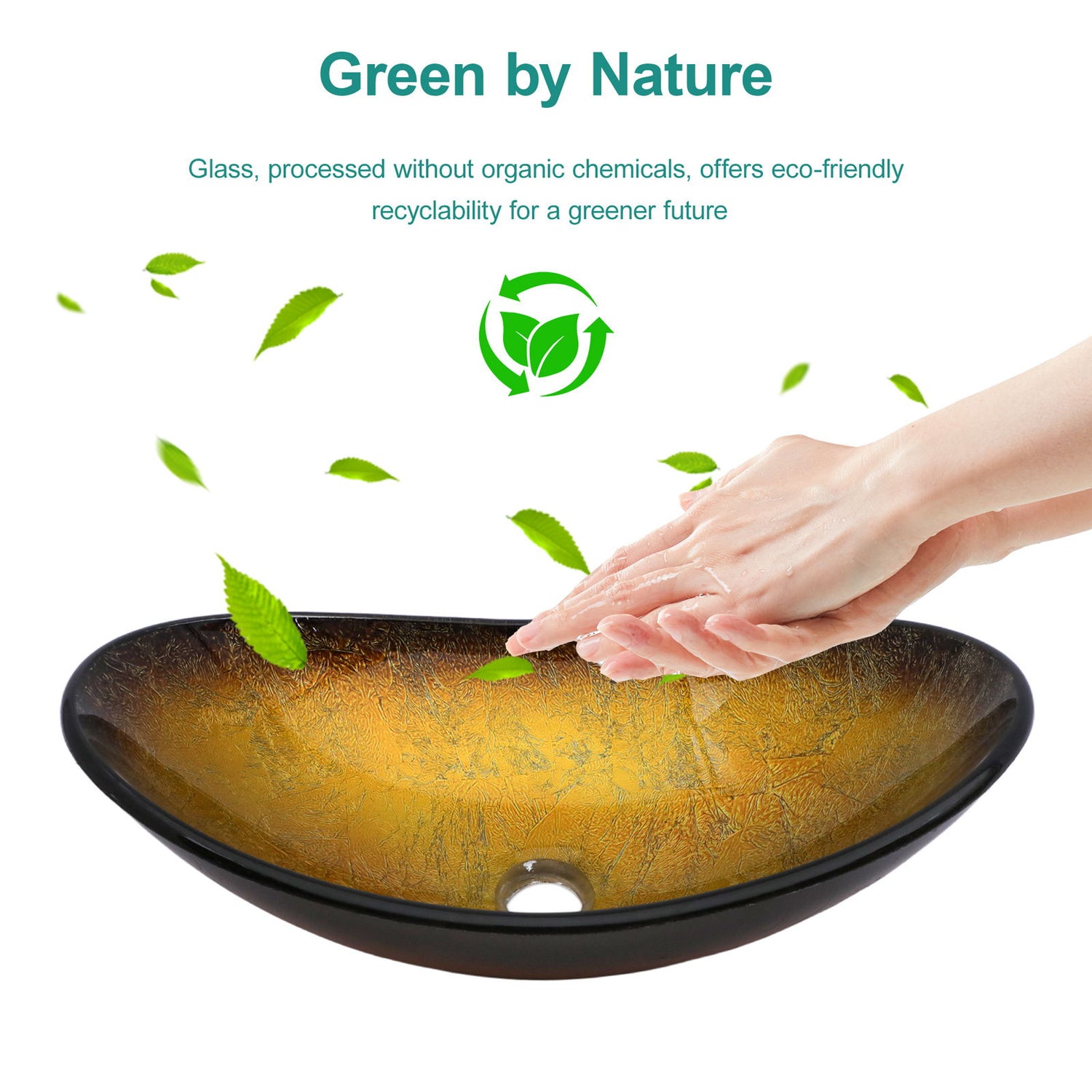 Vessel Sink With Pop Up Drain, Boat Shape Above Counter Bathroom Sink - Gold