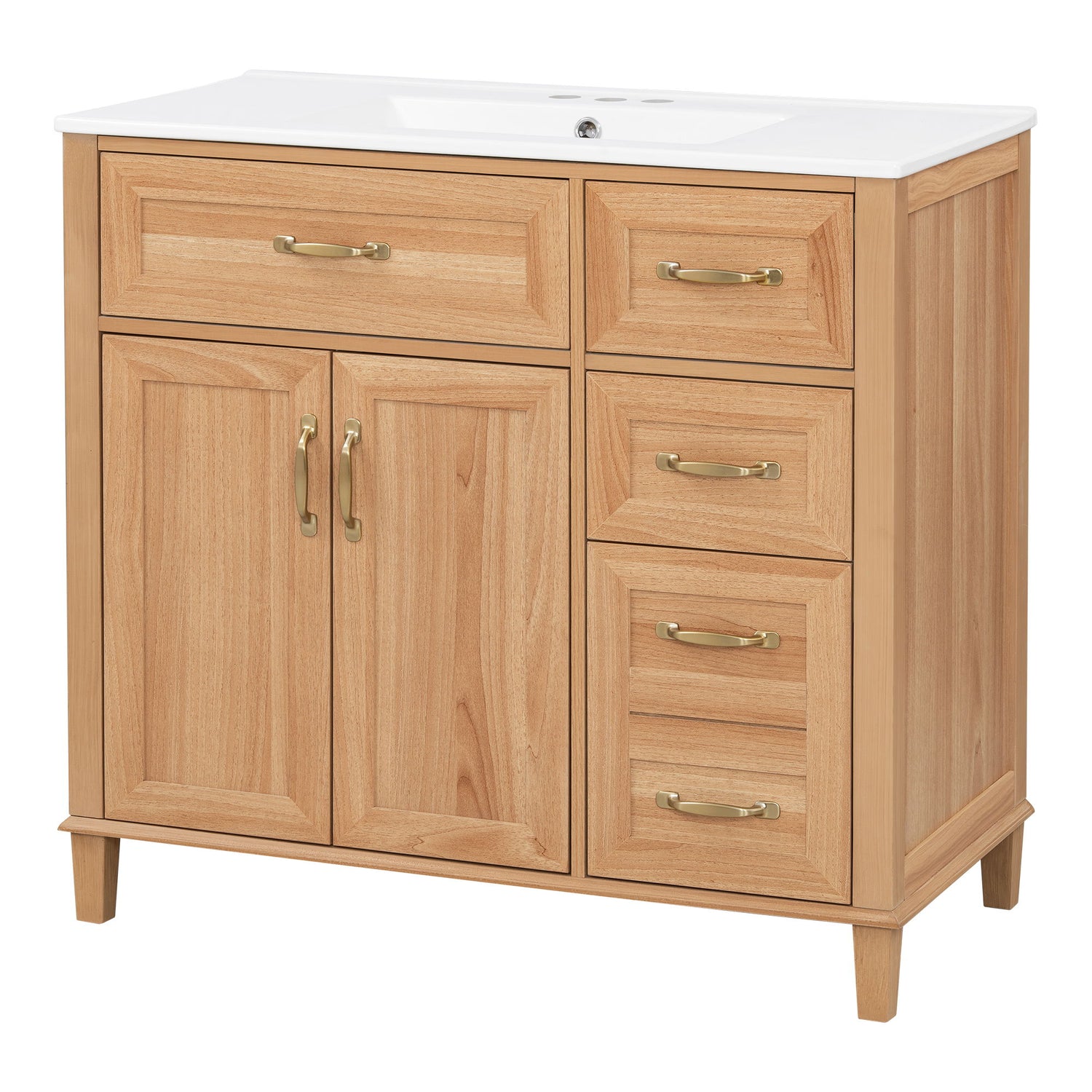 Bathroom Vanity With Sink, Soft Close Doors &amp; Drawers - Wood