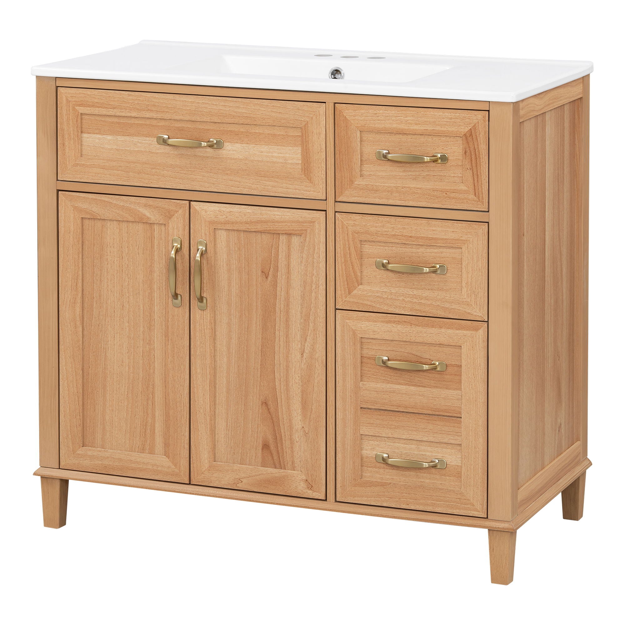 Bathroom Vanity With Sink, Soft Close Doors &amp; Drawers - Wood