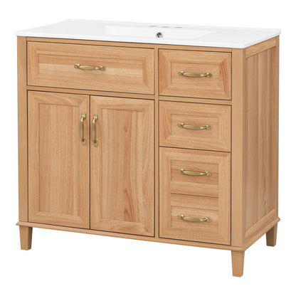 Bathroom Vanity With Sink, Soft Close Doors &amp; Drawers - Wood