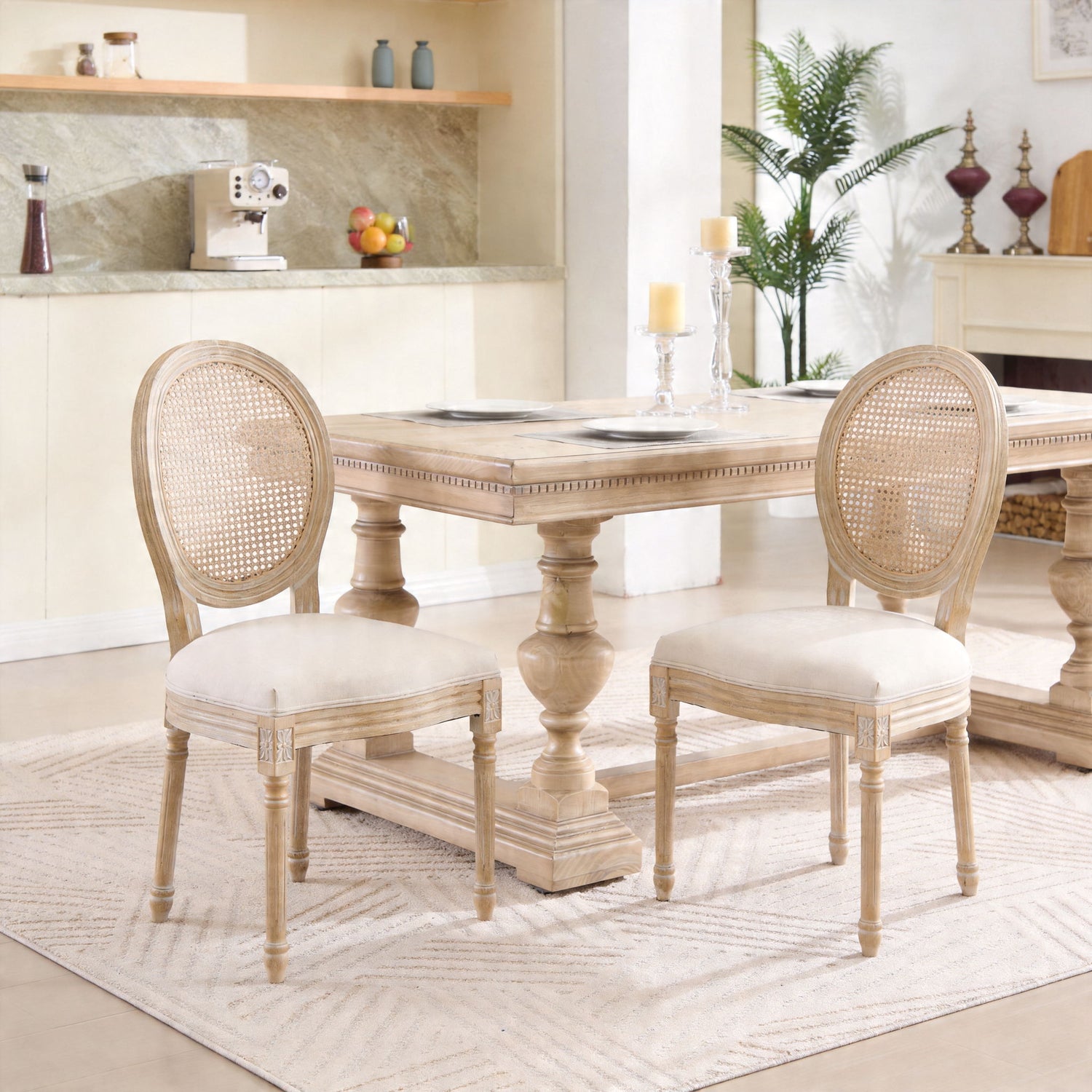 French Country Dining Chairs &amp; Round Back (Set of 2)