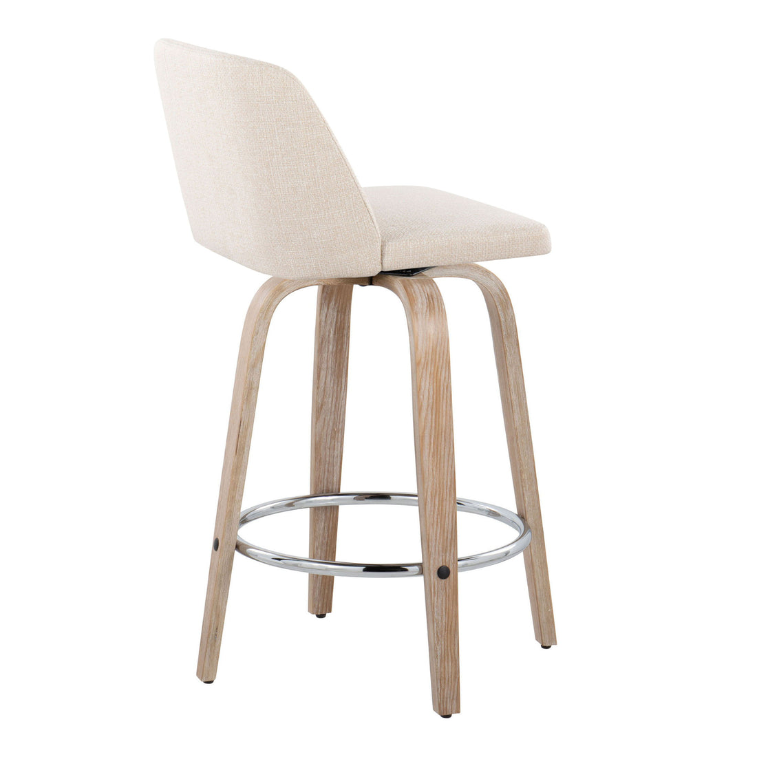 Toriano - Contemporary Fixed Height Counter Stool With Swivel &amp; Round Footrest Modern Design (Set of 2)