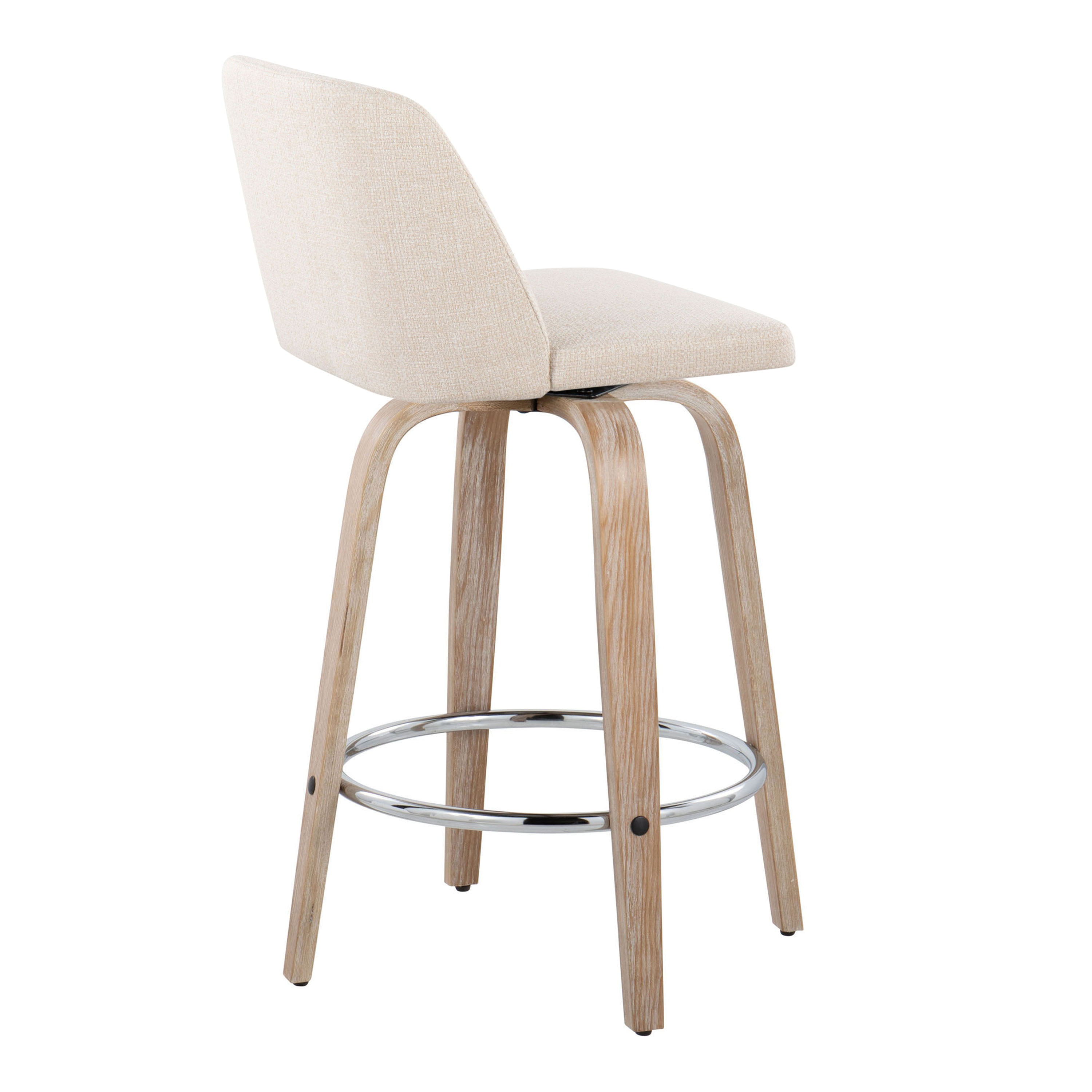 Toriano - Contemporary Fixed Height Counter Stool With Swivel &amp; Round Footrest Modern Design (Set of 2)