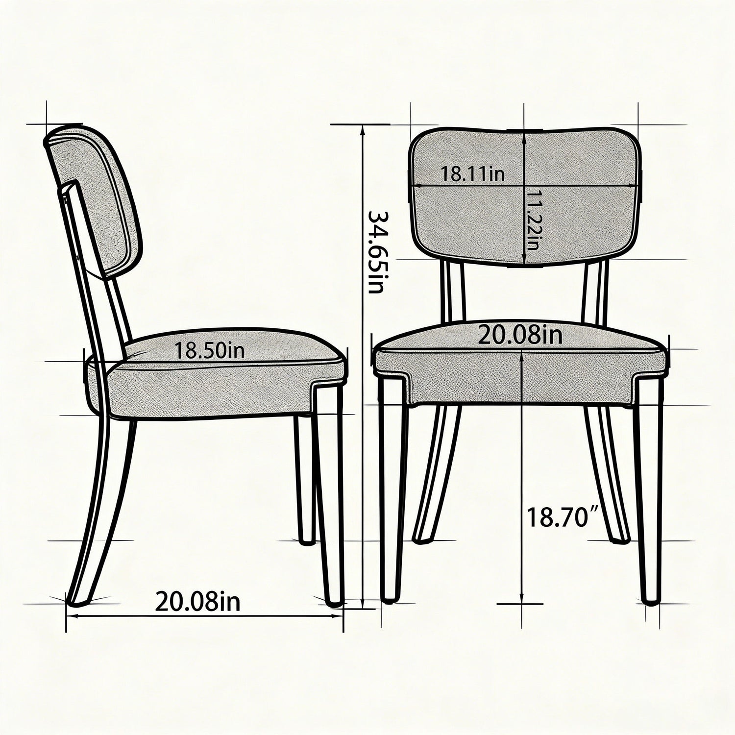 Contemporary Armless Dining Chairs (Set of 2)
