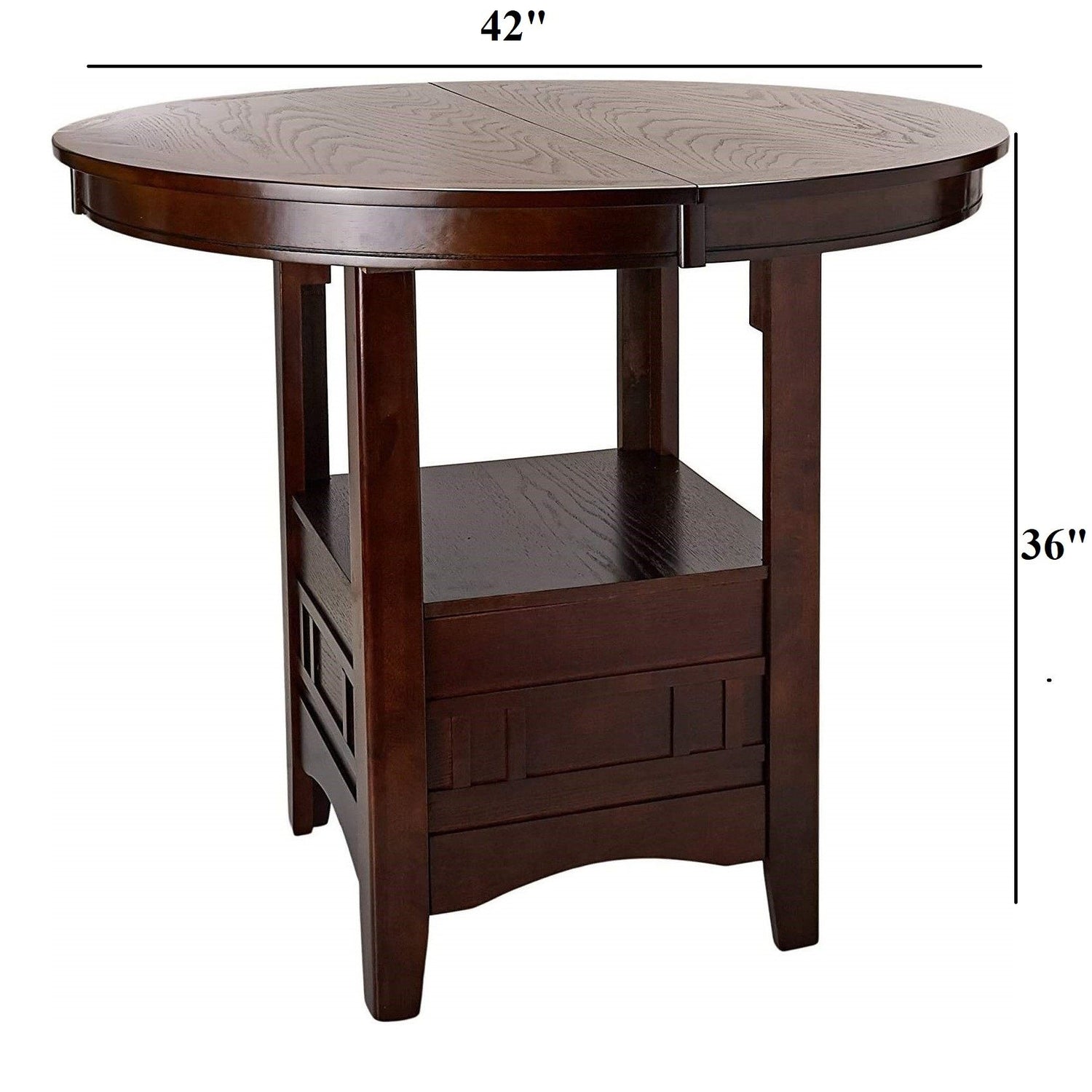Round Counter Height Dining Table Only With Shelves - Brown Mix