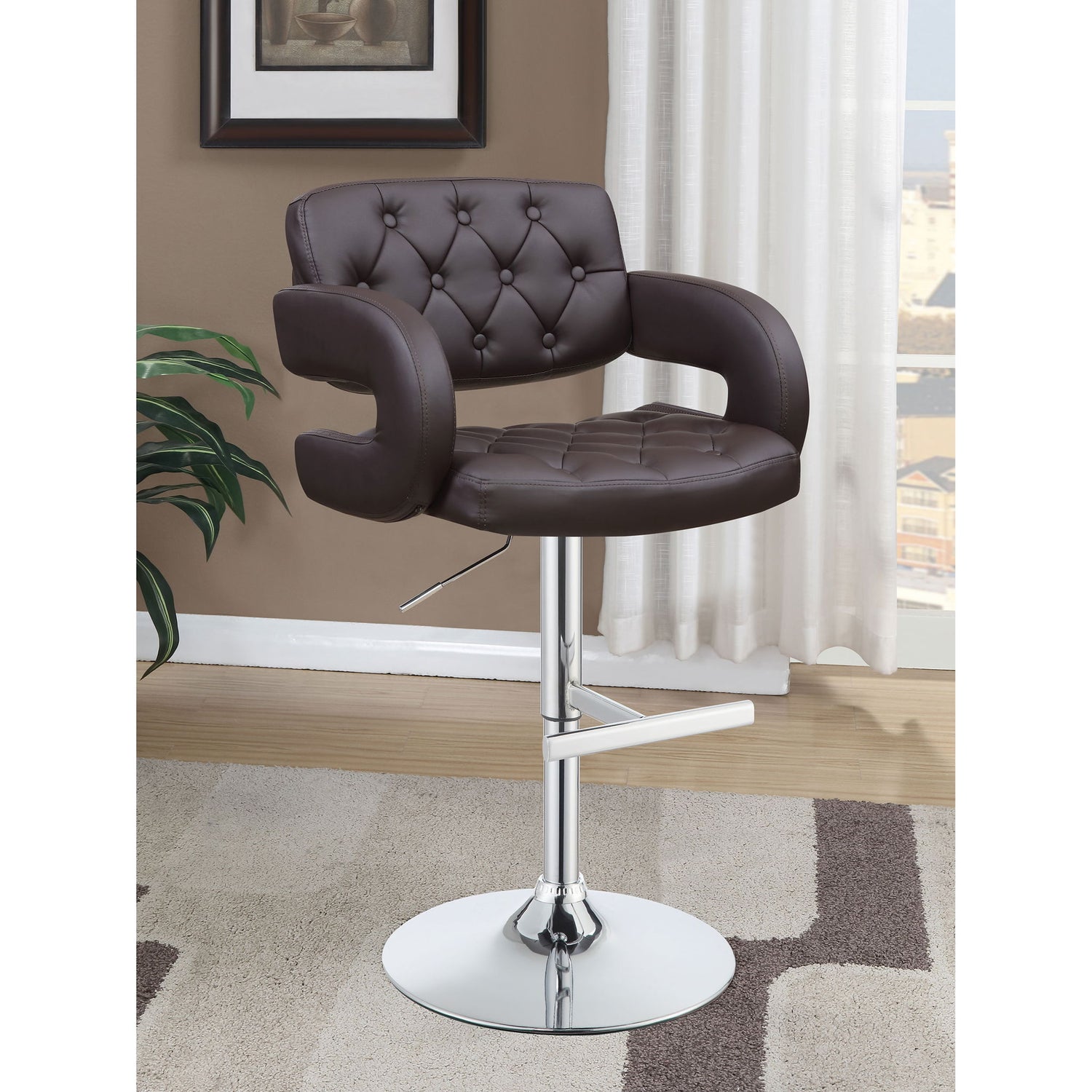 Adjustable Bar Stool With Upholstery