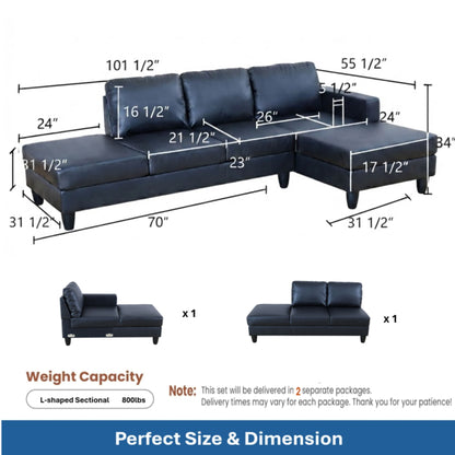 L - Shaped Sectional Sofa With Chaise &amp; Ottoman