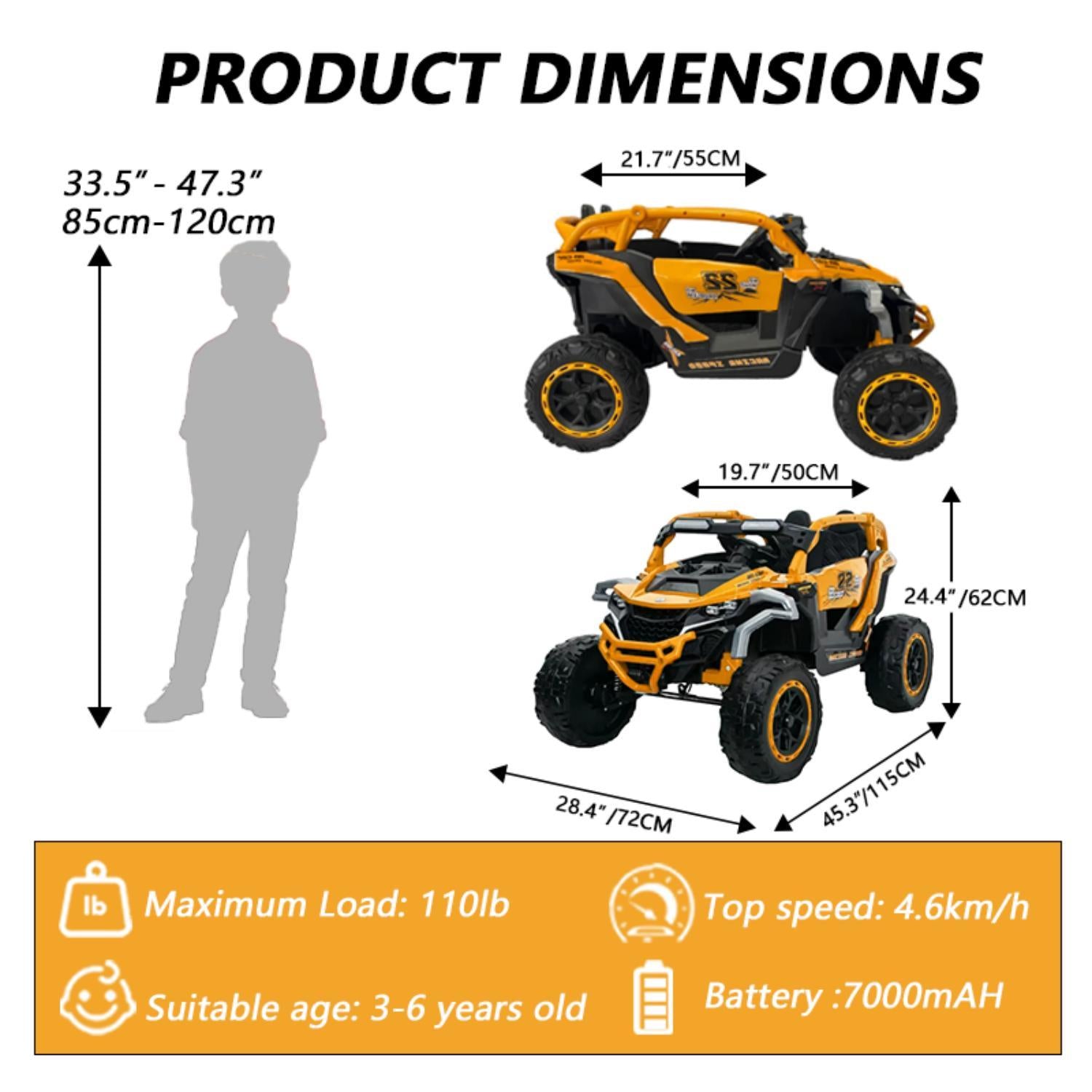 Ride On Kids Electric Truck With Remote Control, Front &amp; Rear Suspension