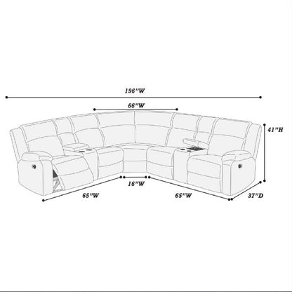 Manual Motion Reclining Sectional LAF / RAF Loveseat With Consoles Cup Holders Upholstered Living Room - Black