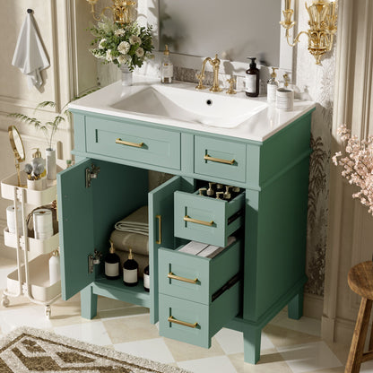 Modern Bathroom Vanity With Sink, Storage Cabinet, Soft Close Doors, Deep &amp; Standard Drawers