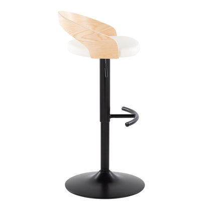 Grotto - Contemporary Adjustable Barstool With Swivel &amp; Rounded T Footrest (Set of 2)