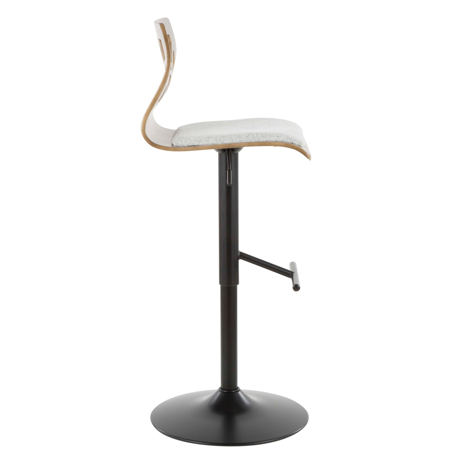 Folia - Mid Century Modern Adjustable Barstool With Swivel &amp; Rounded T Footrest (Set of 2)