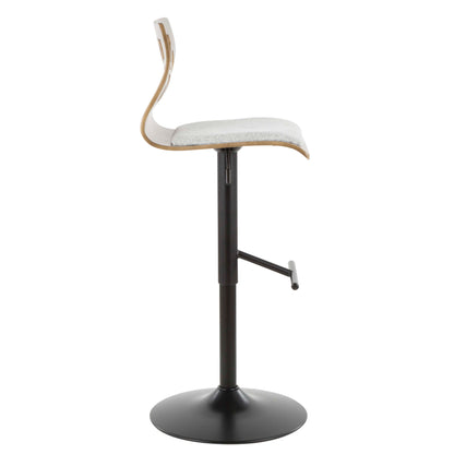 Folia - Mid Century Modern Adjustable Barstool With Swivel &amp; Rounded T Footrest (Set of 2)