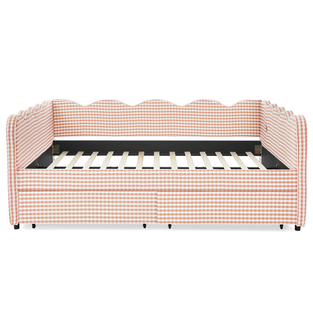 Gingham Daybed &amp; USB Charging Port, Wave Shaped Design