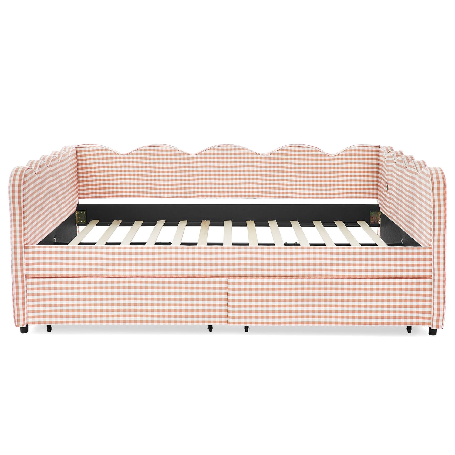 Gingham Daybed With USB Charging Port, Wave-Shaped Design