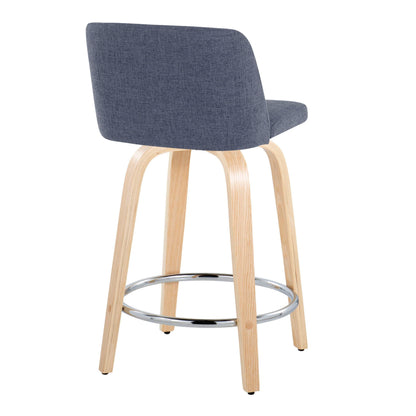 Toriano - Contemporary Fixed Height Counter Stool &amp; Swivel And Round Footrest (Set of 2)