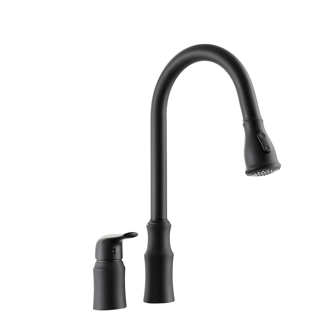 16.9&quot; Kitchen Sink Faucet With Separate Handle And Pull Down Sprayer, Lead Free Brass - Matte Black