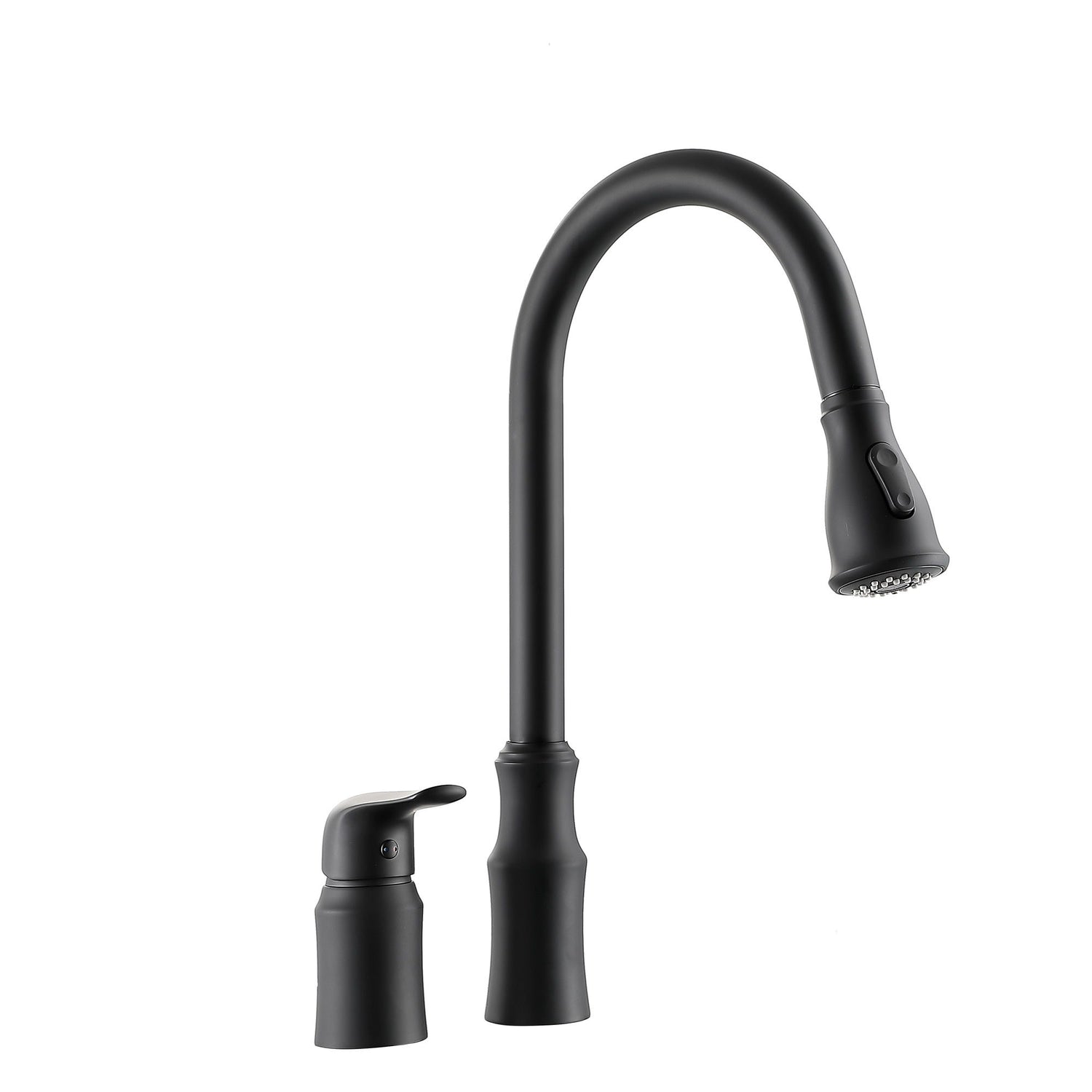 16.9&quot; Kitchen Sink Faucet With Separate Handle And Pull Down Sprayer, Lead Free Brass - Matte Black