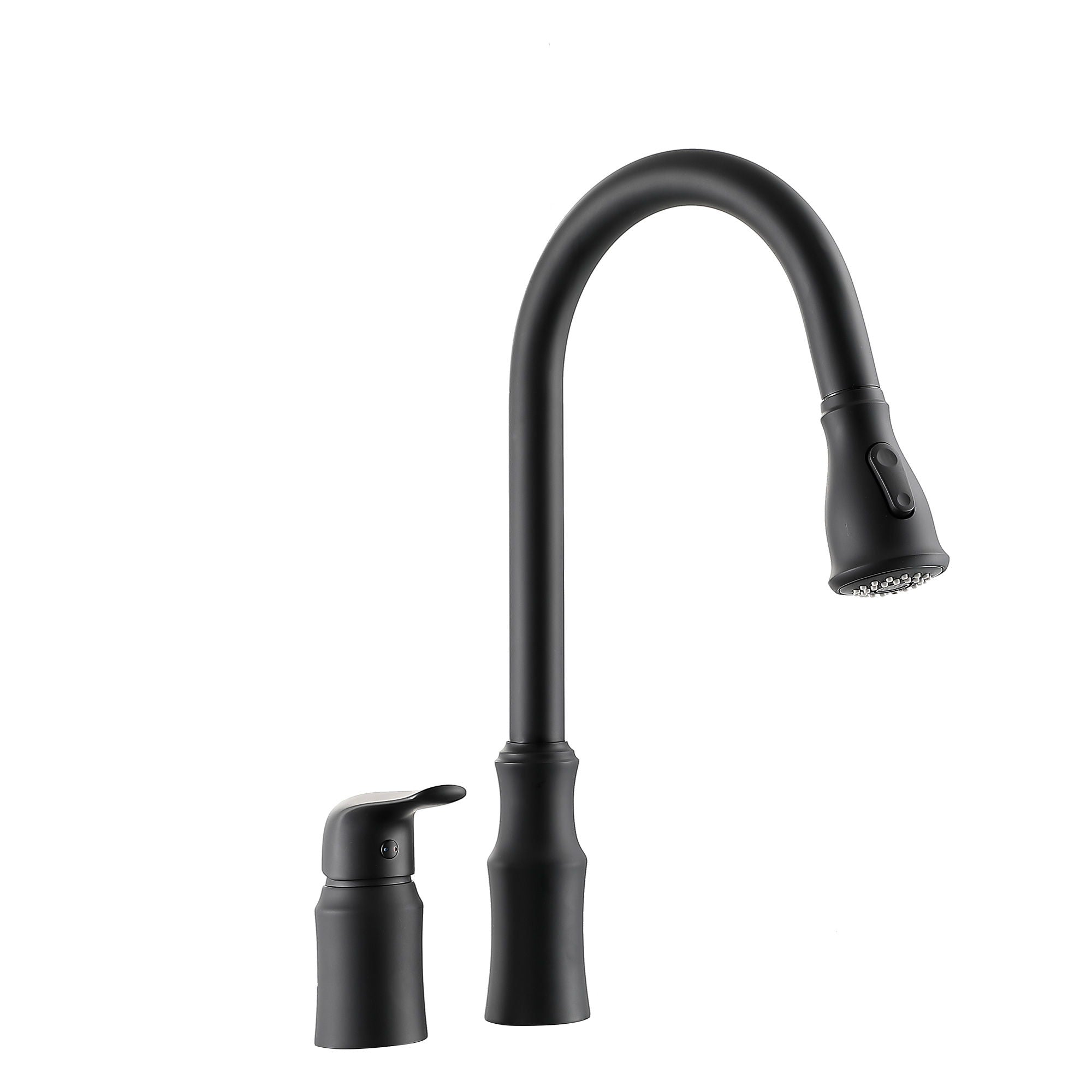 16.9&quot; Kitchen Sink Faucet With Separate Handle And Pull Down Sprayer, Lead Free Brass - Matte Black