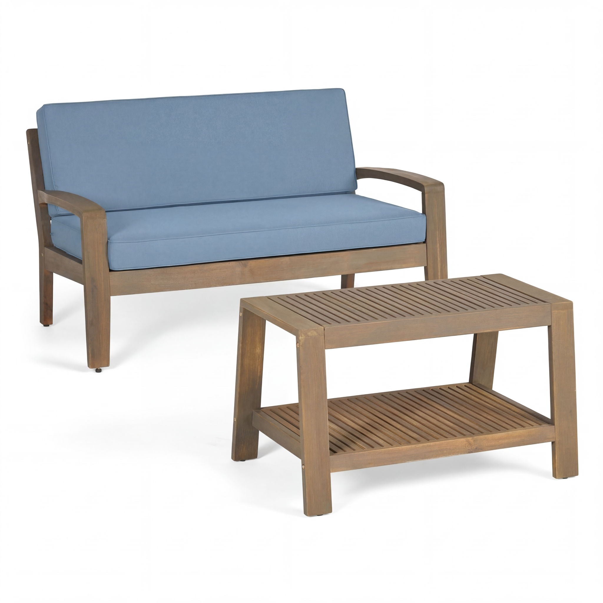 2 Piece Outdoor Conversation Set (Loveseat &amp; Coffee Table With Water-Resistant Cushions)