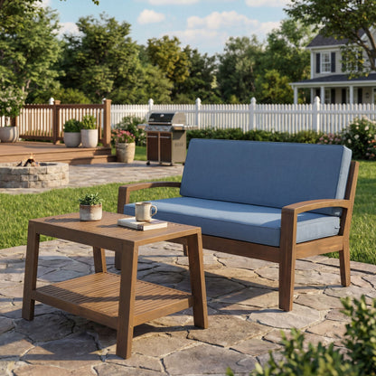 2 Piece Outdoor Conversation Set (Loveseat &amp; Coffee Table With Water-Resistant Cushions)